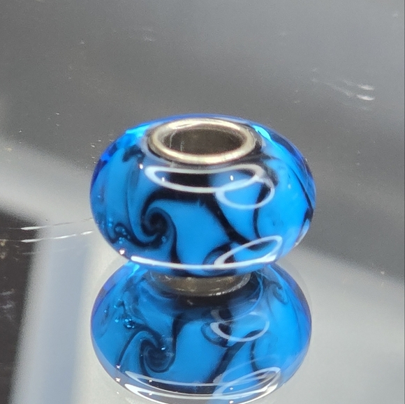 925 sterling Silver core center murano glass bead fits pandora type bracelets - Picture 3 of 7